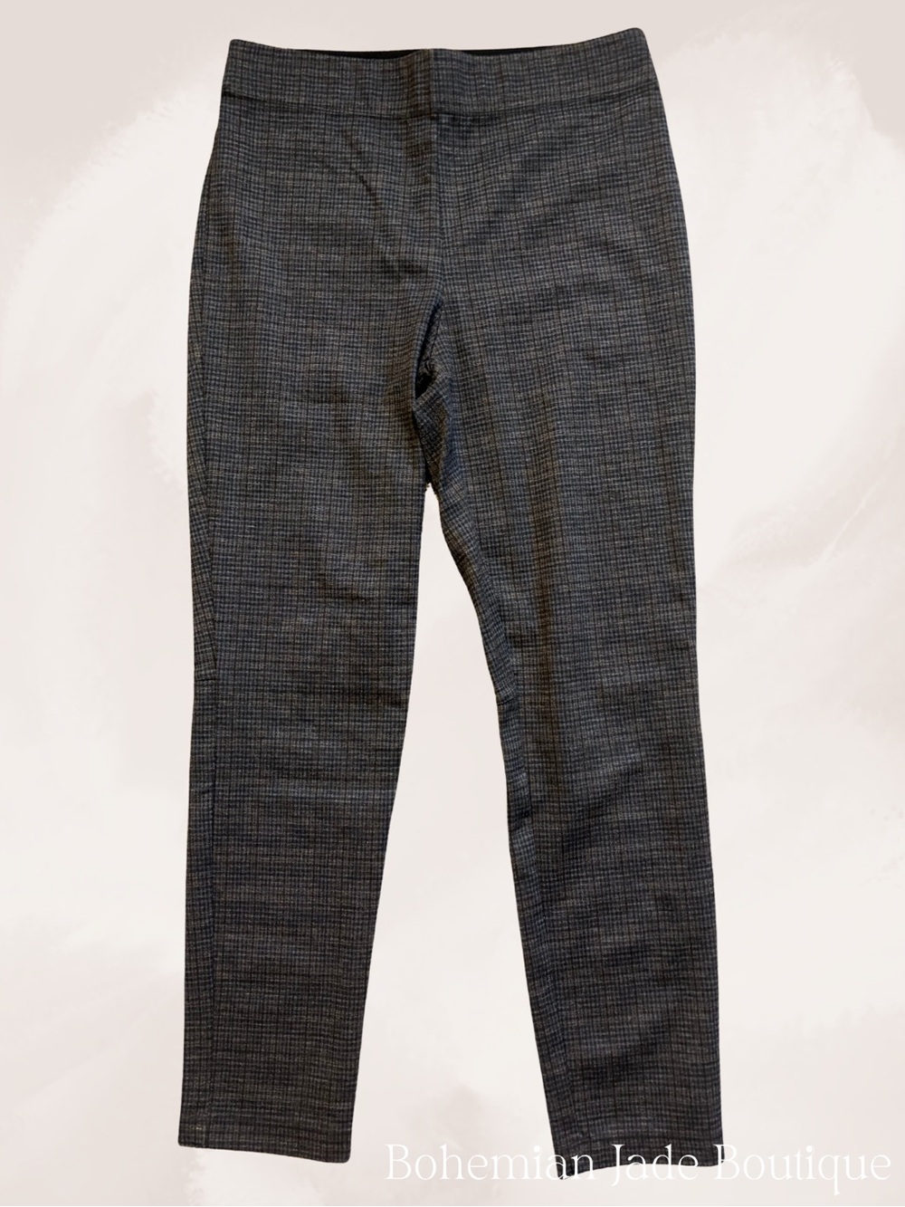 Max Studio Plaid Pull-On Straight Leg Pants Women’s Medium Gray